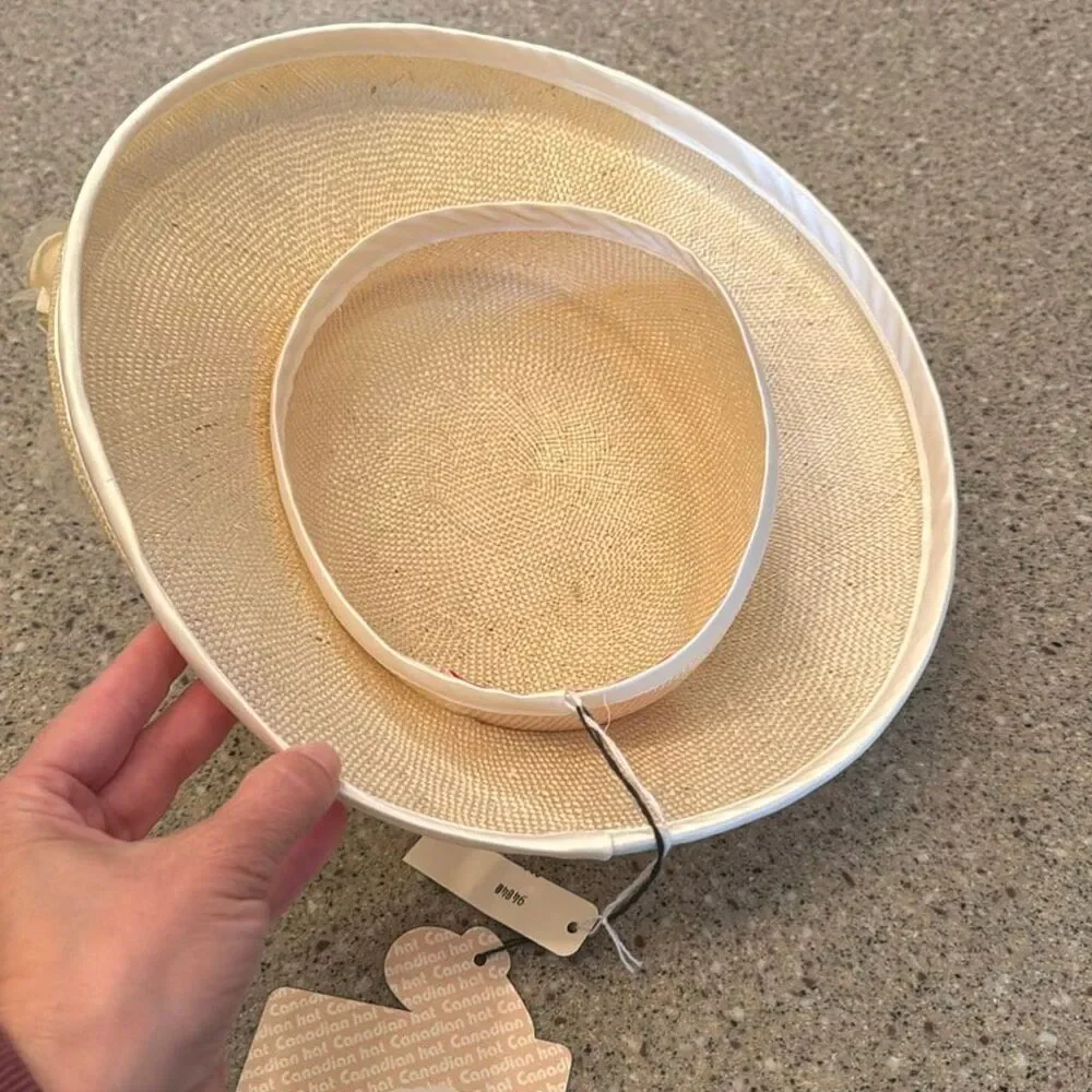 ANDRE Canadian Vintage Silk Rose Straw Tilt Hat NWT Deadstock Derby Hat *NEW*